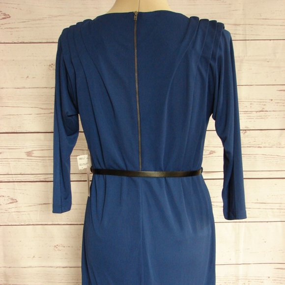 Cobalt Blue Classic Dress w/ Belt - L- Love 21 NWT - Picture 8 of 16